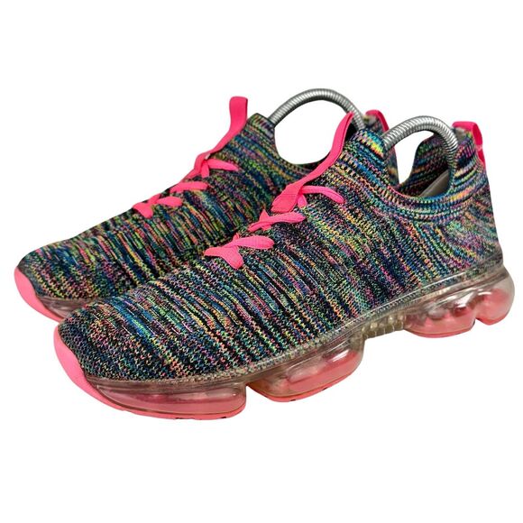 Air Underground Slip On Sneakers Womens Size 9.5 Pink Multi-color Knit Lace-Up - Picture 2 of 12